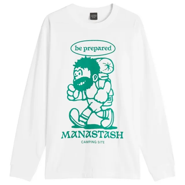 Manastash Men's Long Sleeve Be Prepared T-Shirt White