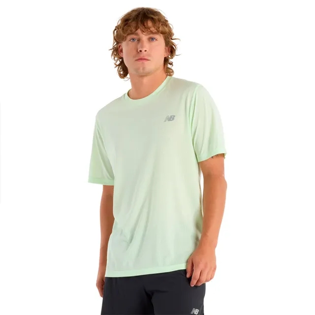 New Balance Men's Athletics T-Shirt in Green Poly Knit