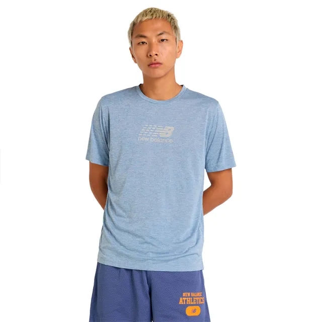 New Balance Men's Athletics Reflective Graphic T-Shirt in Blue Poly Knit