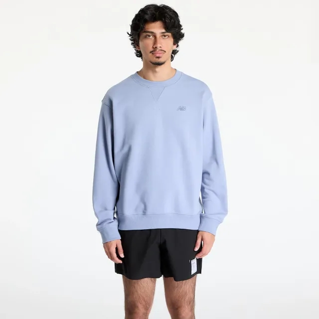 New Balance Men's Athletics French Terry Crew in Blue Cotton