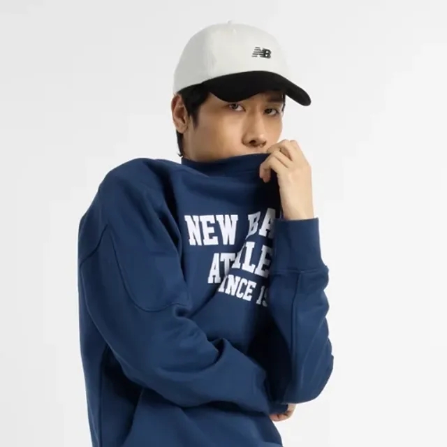 New Balance Men's Varsity French Terry Graphic Crew in Blue Cotton