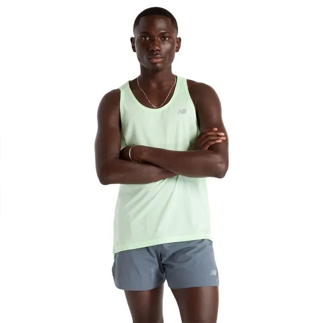 New Balance Men's Athletics Tank in Green Poly Knit