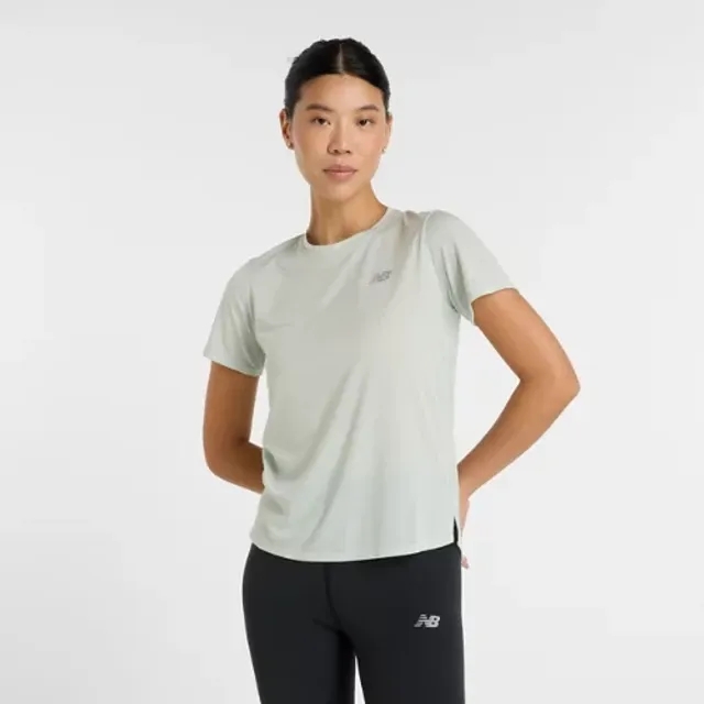 New Balance Women's Athletics T-Shirt in Green Poly Knit