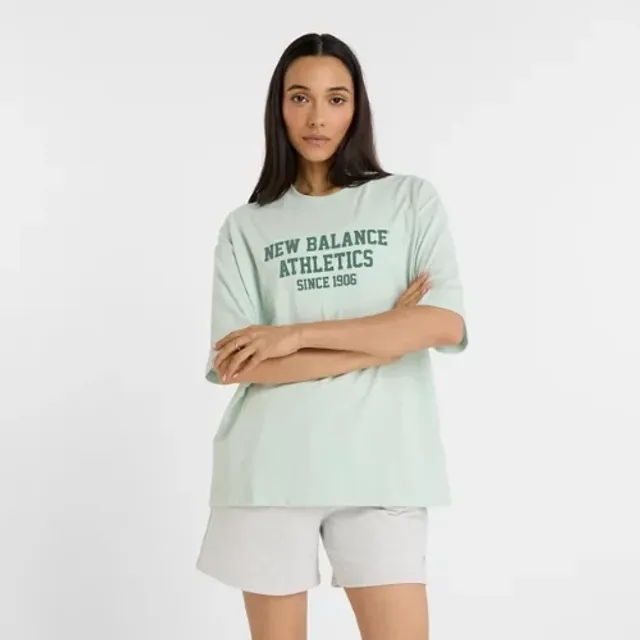 New Balance Women's Athletics Varsity Oversized T-Shirt in Green Cotton