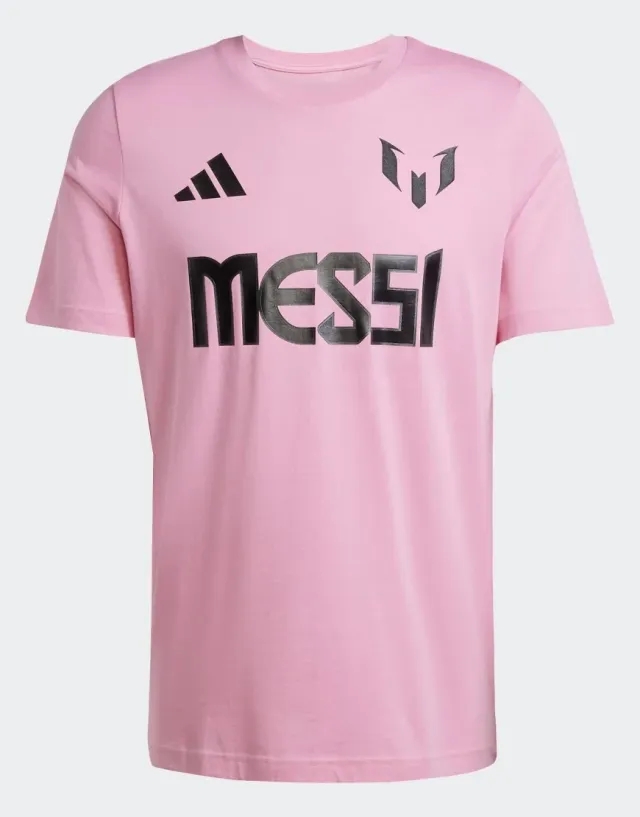 Adidas Performance Messi Name And Number Graphic Tee In Easy Pink