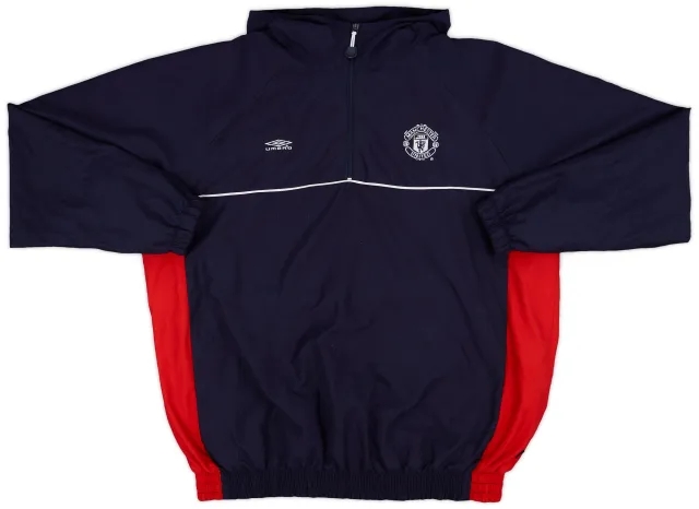 2000-01 Manchester United Umbro 1/4 Zip Hooded Track Jacket - 8/10 - (XL)