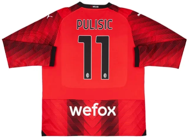 2023-24 AC Milan Home L/S Shirt Pulisic #11 - 9/10 - (XL)