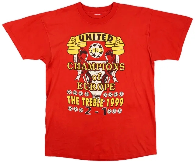 1999-00 Manchester United 'Treble 1999' Graphic Tee - 8/10 - (L)