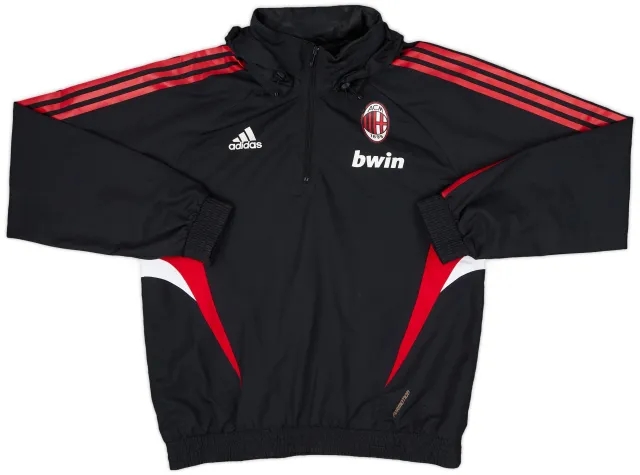 2008-09 AC Milan adidas Hooded 1/4 Zip Drill Top - 8/10 - (L)