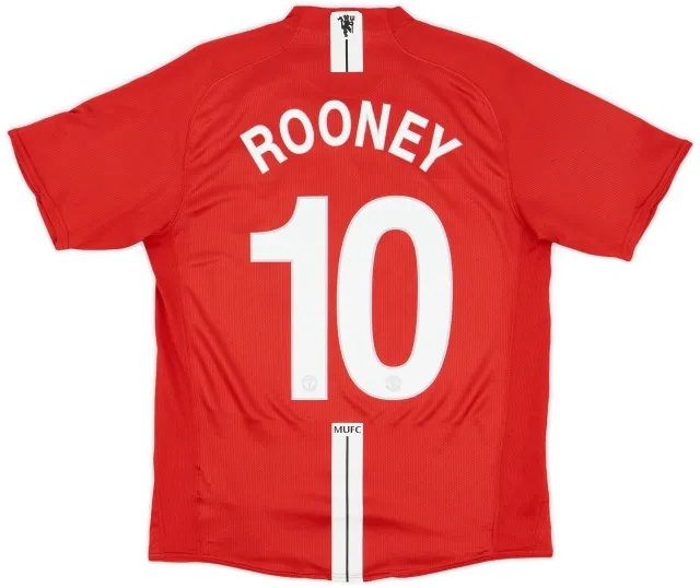 2007-09 Manchester United Home Shirt Rooney #10 - 7/10 - (M)