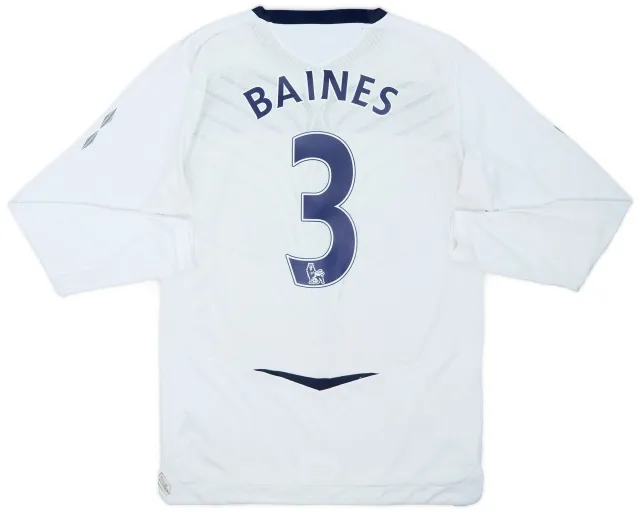 2008-09 Everton Away L/S Shirt Baines #3 - 8/10 - (S)