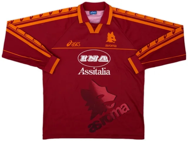 1995-96 Roma Home L/S Shirt - 8/10 - (L.Boys)