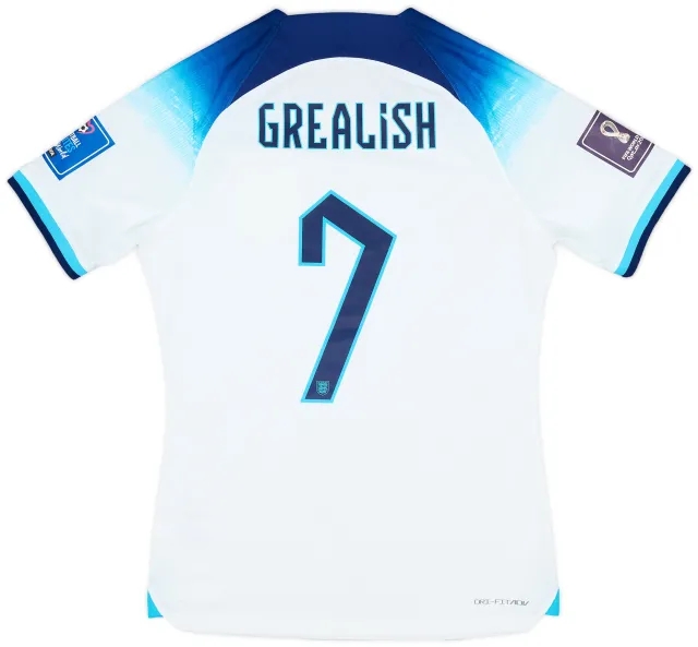2022-23 England Player Issue World Cup Home Shirt Grealish #7