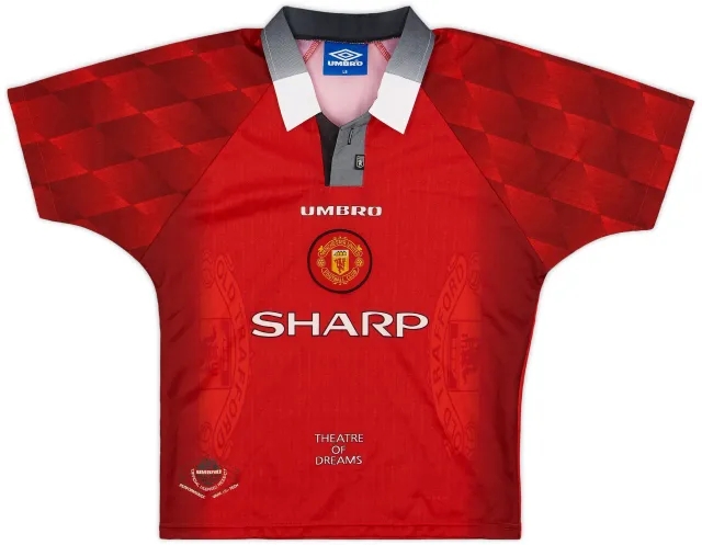 1996-98 Manchester United Home Shirt - 8/10 - (L.Boys)