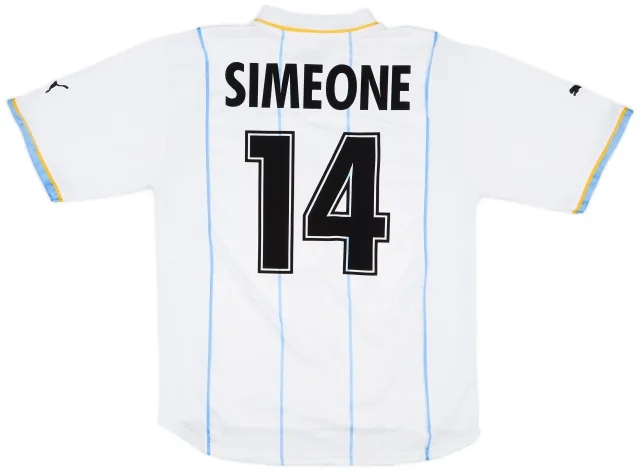 2001-02 Lazio European Home Shirt Simeone #14 - 8/10 - (L)