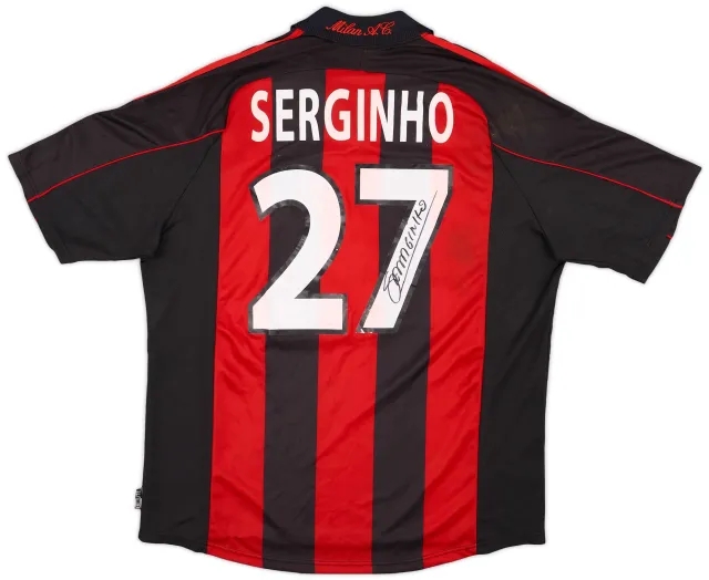2000-01 AC Milan Match Issue Signed Home Shirt Serginho #27