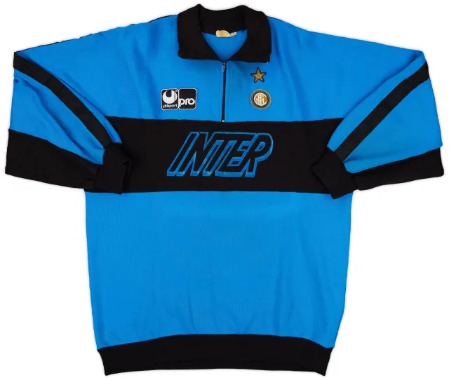 1990-91 Inter Milan UHLSport 1/4 Zip Sweat Top - 7/10 - (L)