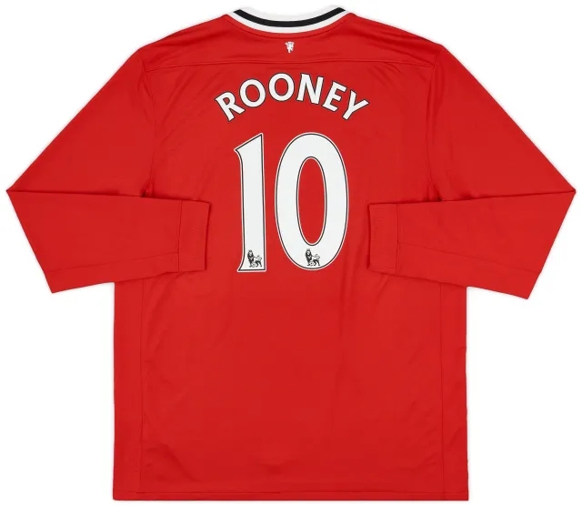 2011-12 Manchester United Home L/S Shirt Rooney #10 - 8/10 - (XL)