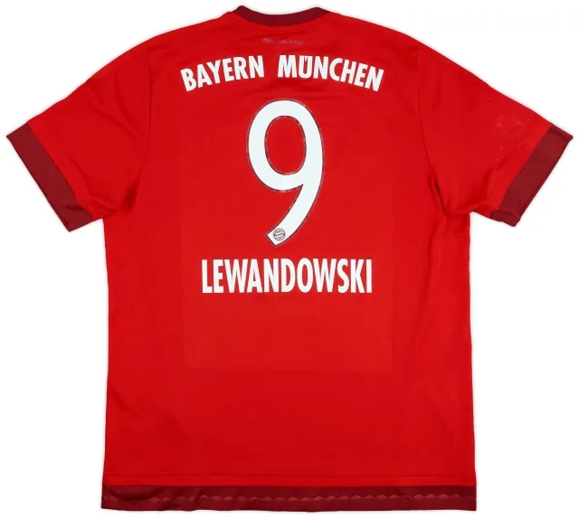 2015-16 Bayern Munich Home Shirt Lewandowski #9 - 7/10 - (XL)
