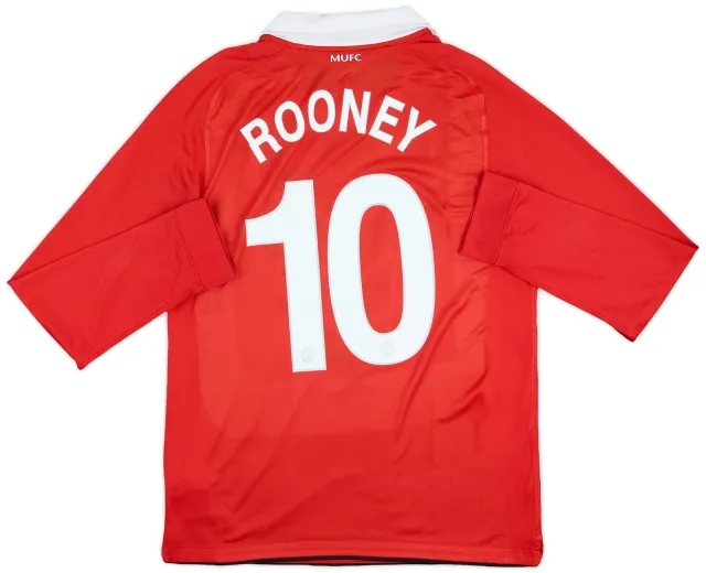 2010-11 Manchester United Home L/S Shirt Rooney #10 - 6/10 - (M)