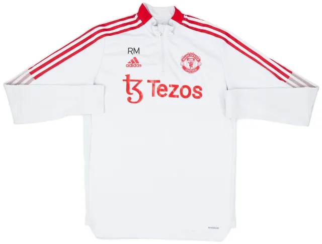 2021-22 Manchester United Staff Issue adidas 1/4 Zip Drill Top RN - 6/10 - (L)