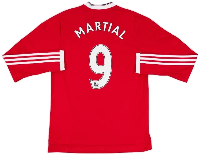 2015-16 Manchester United Home L/S Shirt Martial #9 - 5/10 - (M)