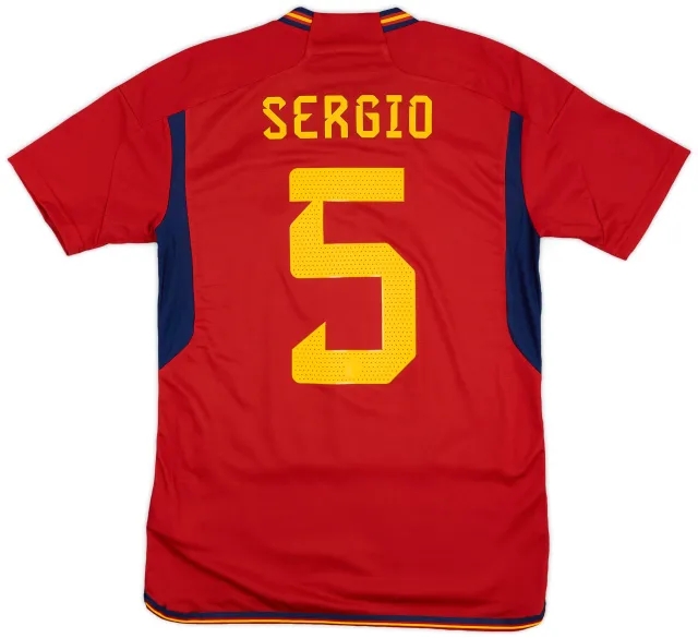2022-23 Spain Home Shirt Sergio #5 - 9/10 - (S)