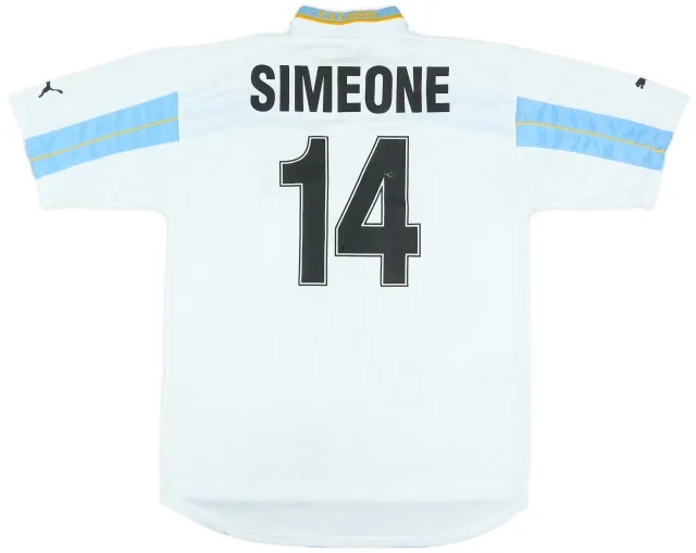 1999-00 Lazio Centenary Home Shirt Simeone #14 - 6/10 - (L)