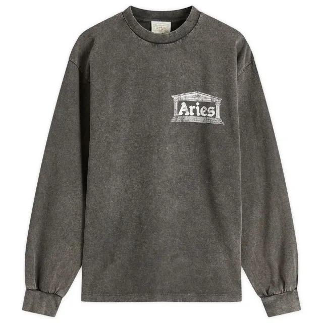 Aries Men's Aged Ancient Temple Long Sleeve T-Shirt Black