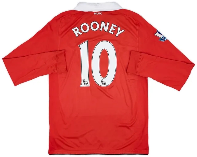 2010-11 Manchester United Home L/S Shirt Rooney #10 - 9/10 - (M)