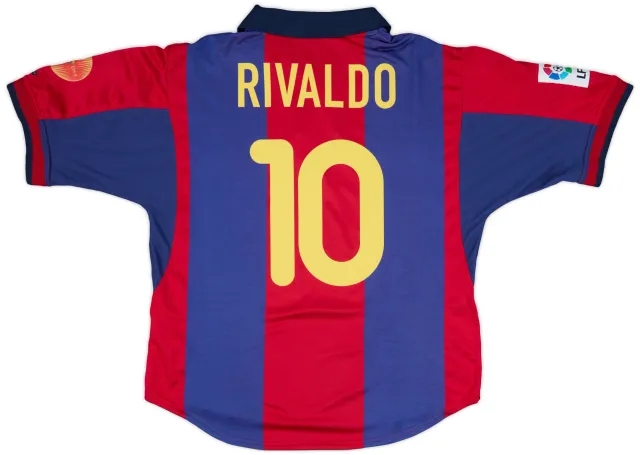 2000-01 Barcelona Home Shirt Rivaldo #10 - 7/10 - (L)
