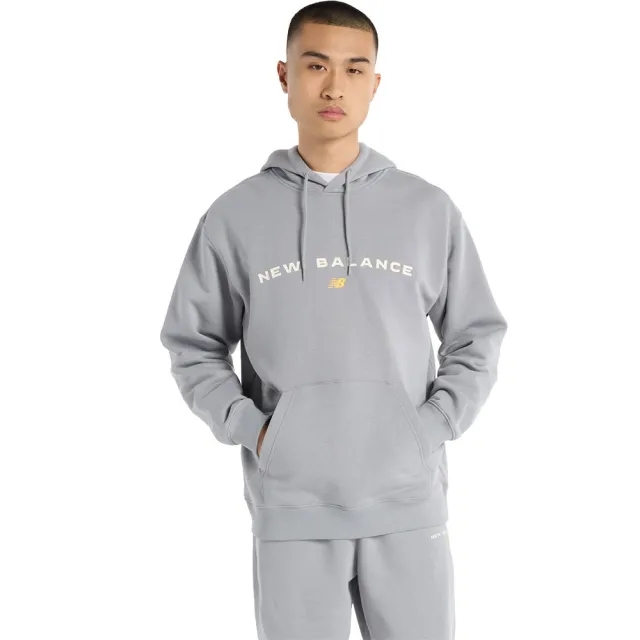 New Balance Men's Reimagined Fleece Graphic Hoodie in Grey Cotton