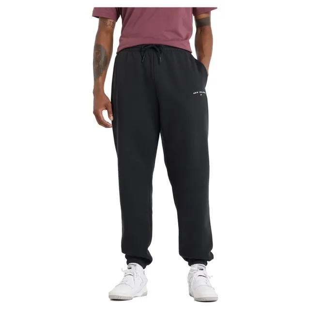 New Balance Men's Reimagined Fleece Graphic Jogger in Black Poly Fleece