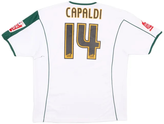 2005-06 Plymouth Match Issue Squad Signed Away Shirt Capaldi #14