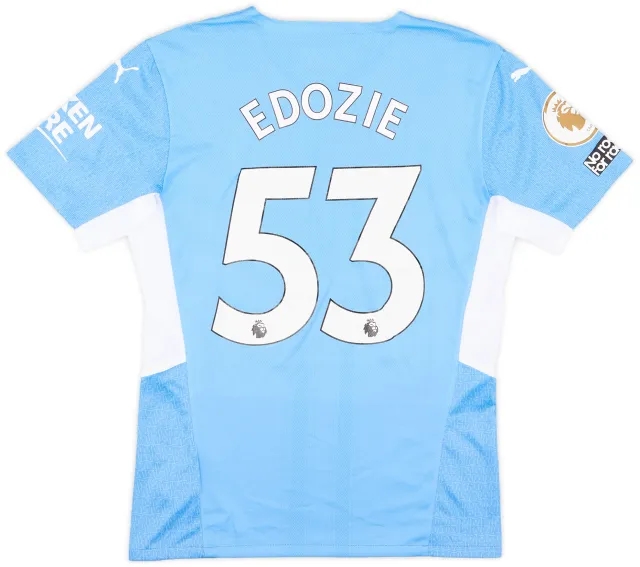 2021-22 Manchester City Match Issue Home Shirt Edozie #53