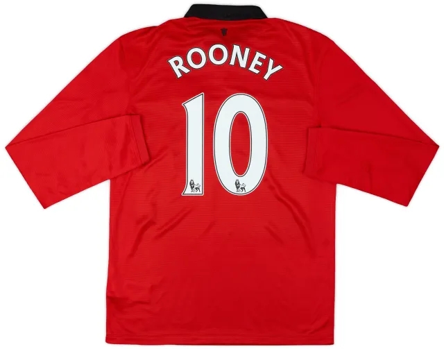 2013-14 Manchester United Home L/S Shirt Rooney #10 - 7/10 - (L)