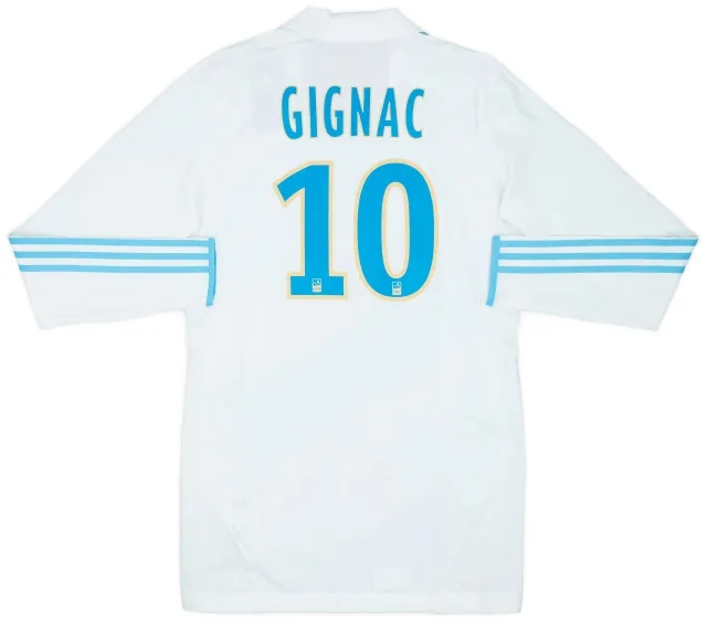 2011-12 Olympique Marseille Player Issue TechFit Home L/S Shirt Gignac #10 (XL)
