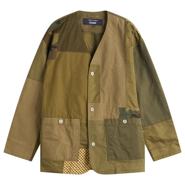 Comme des Garçons Homme Men's Garment Treated Multi Fabric Jacket Khaki