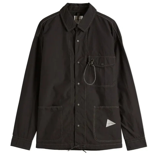 and wander Men's Cordura Cotton Ripstop Shirt Jacket Black