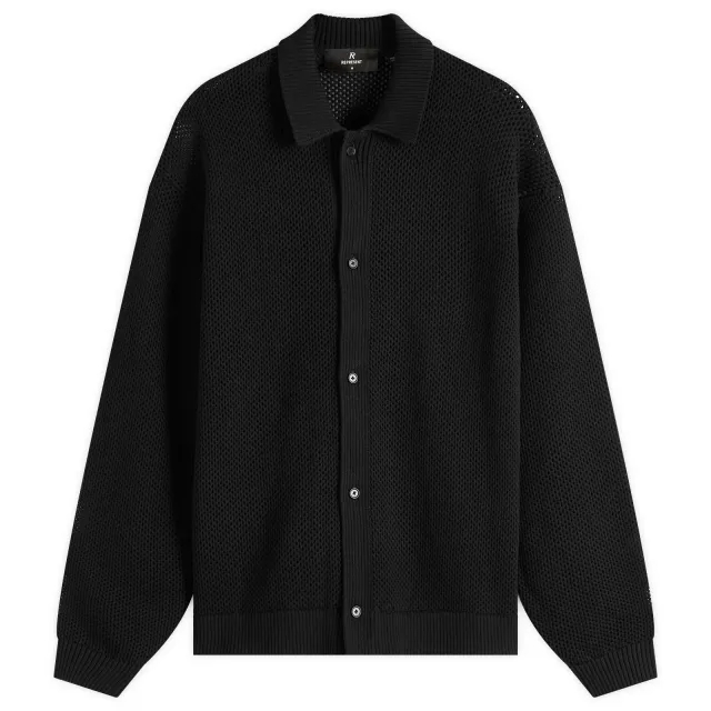 Represent Men's Long Sleeve Mesh Knit Shirt Jet Black