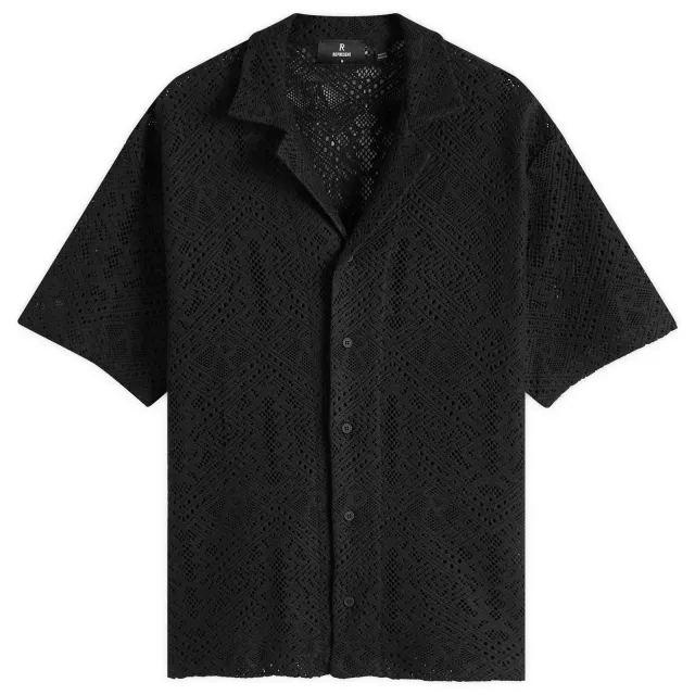 Represent Men's All Over Crochet Shirt Jet Black