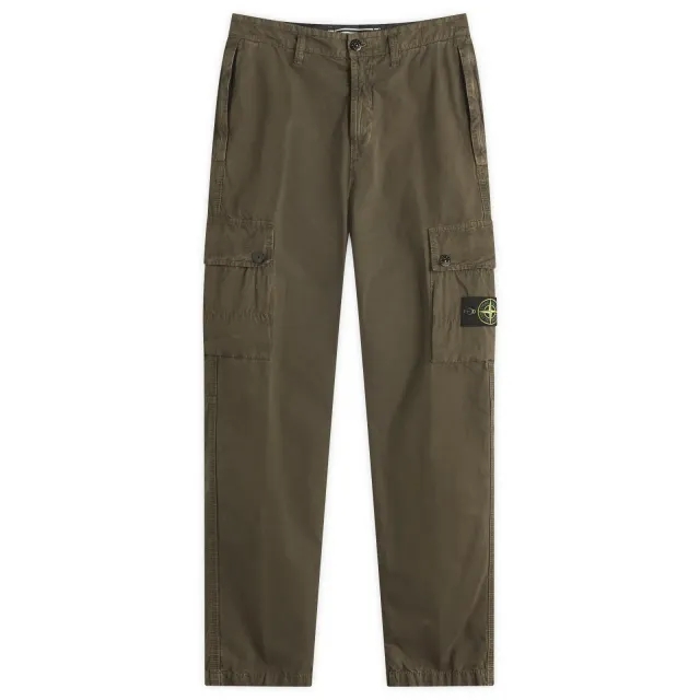 Stone Island Men's Old Effect Brushed Cotton Canvas Cargo Pants Military Green