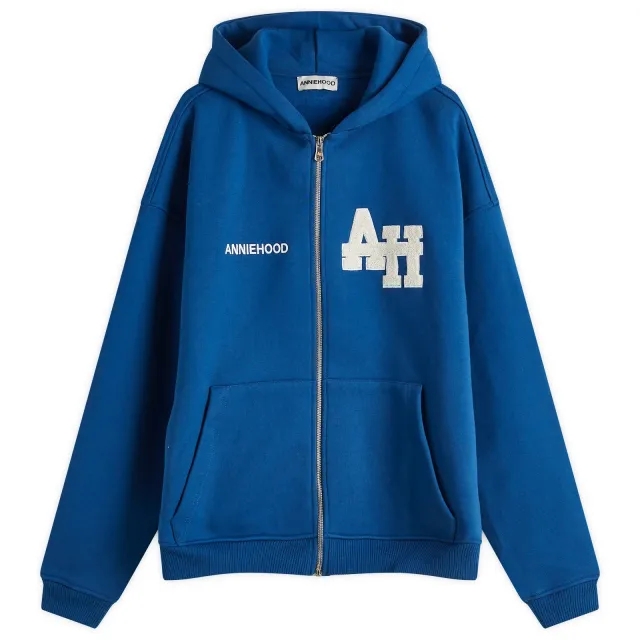 ANNIE HOOD Men's College Zip Hoodie Navy