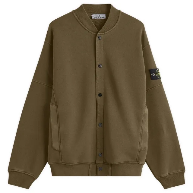 Stone Island Men's Old Effect Fleece Bomber Jacket Military Green