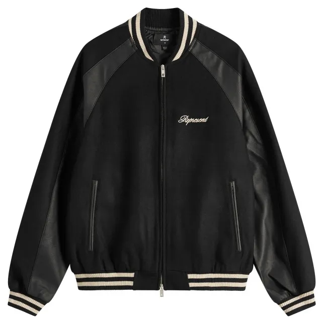 Represent Men's Raglan Varsity Jacket Black