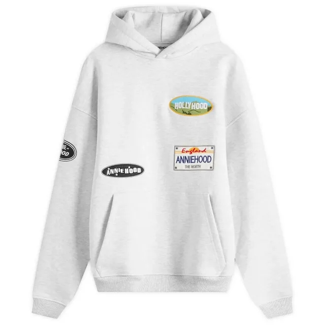 ANNIE HOOD Men's Patch Hoodie Grey