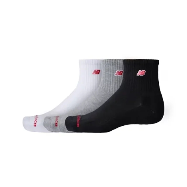 New Balance Unisex Patch Logo Ankle 3 Pack in White Cotton