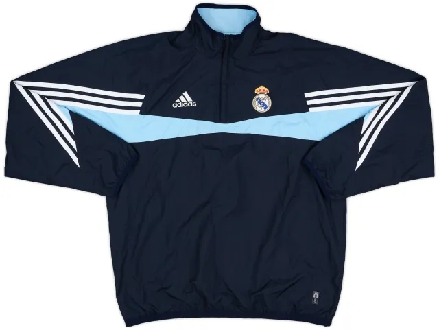 2003-04 Real Madrid adidas Reversible 1/4 Zip Drill Top - 9/10 - (M/L)