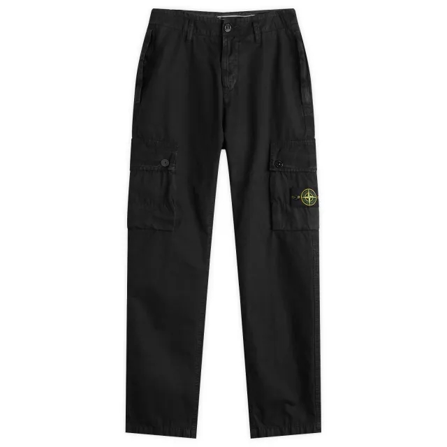 Stone Island Men's Old Effect Brushed Cotton Canvas Cargo Pants Black