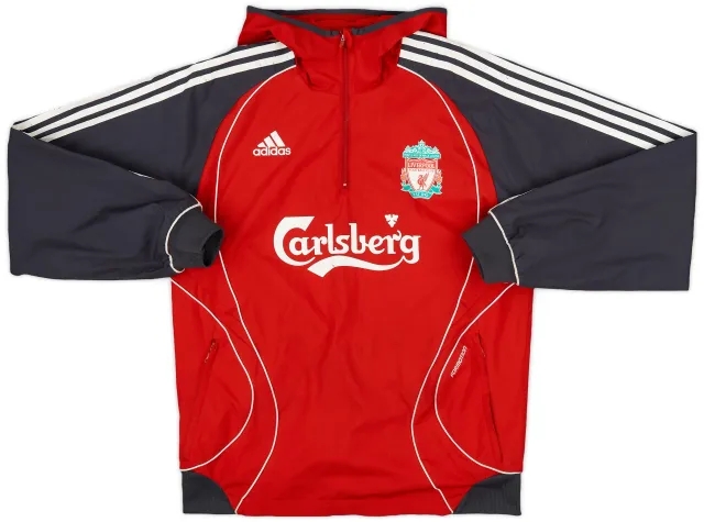 2006-07 Liverpool adidas 1/4 Zip Hooded Rain Jacket - 6/10 - (S)